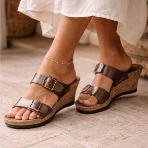 BIRKENSTOCK Dorothy Graceful Papillio Wedge Sandal in Bronze Toffee 38